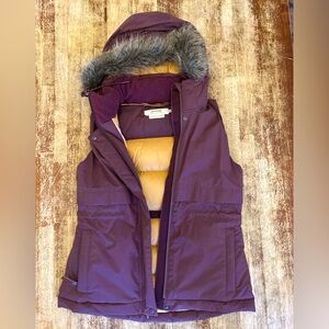 Prana Deep Purple Vest with Faux Fur Hood